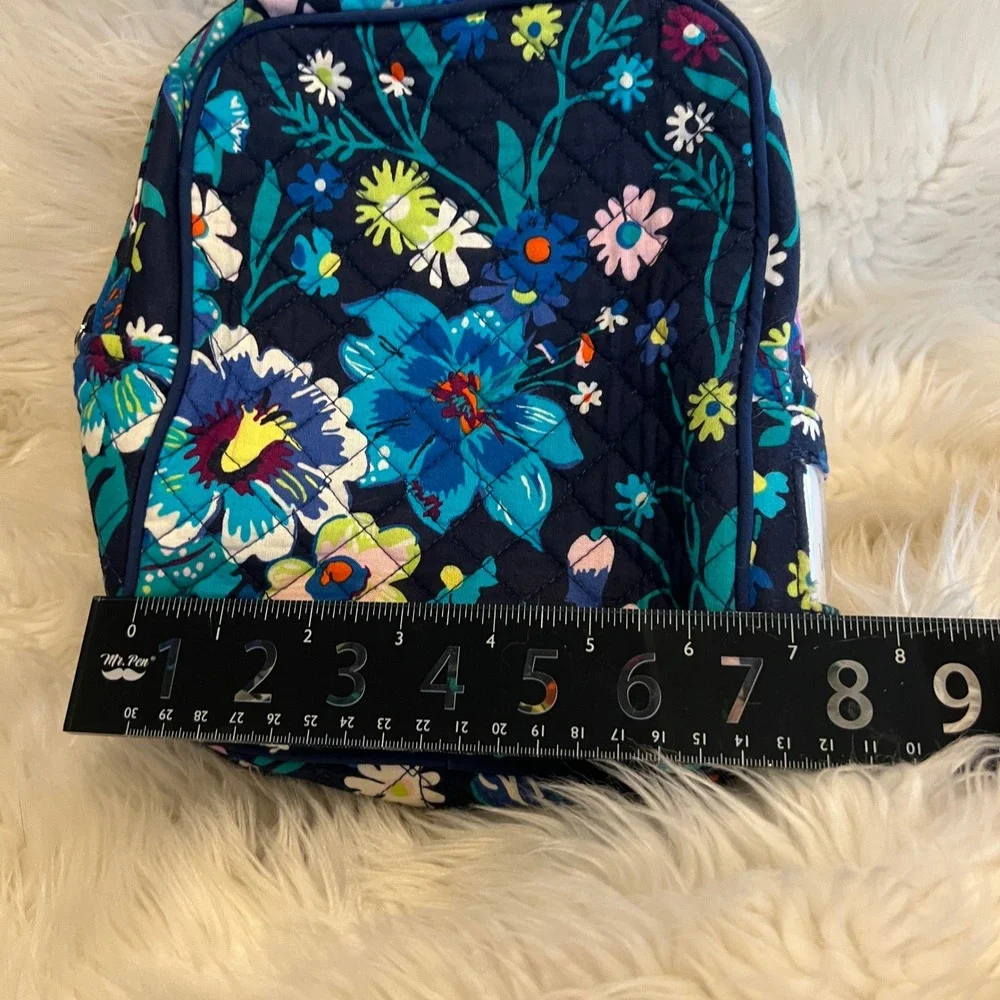 Vera Bradley Moonlight Garden Floral Quilted Insulated Lunch Bag Navy Blue